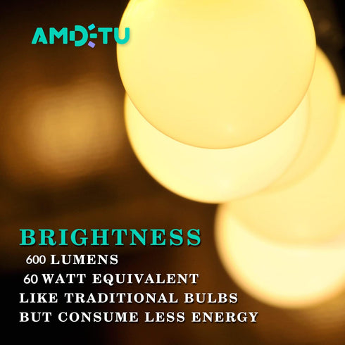 AMDTU E26 Globe Light Bulbs, Frosted G16.5 Edison Light Bulb Led 60 watt 600lm 2700k Soft White,Dimmable Vintage Warm Chandelier Light Bulbs for B...
