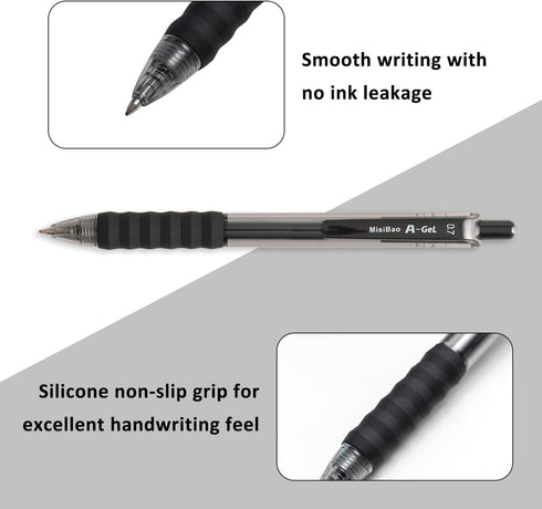 0.7mm Black Ink Gel pen Refillable & Retractable Gel Ink Rolling Ball Pens Classic Durable gel pen (Black-12 pack)...
