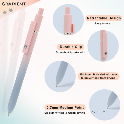 FIOVER 10pcs Pens Black Ink Gel Pens Medium Point 0.7mm Pen Smooth Writing High-End Series Cute Pens for Journaling Note Taking, Office School Sup...