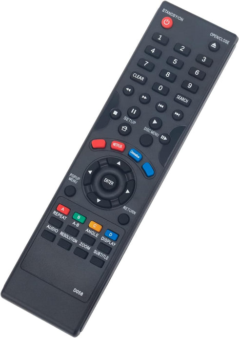 D058 Replacement Remote Control Supports for Dynex Blu-ray Disc DVD Player DX-WBRDVD1 DXWBRDVD1CA DX-WBRDVD1-CA DXWBRDVD1 Blu Ray Bluray DVDs...
