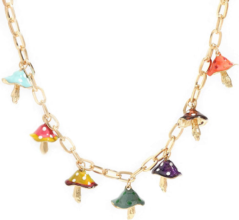 Set Cutie Creative Colorful Mushroom Star Moon Shape Pendant Chain Beaded Necklace Anklets Bracelet Sweet Fresh for Women Jewelry Gifts White Dot ...