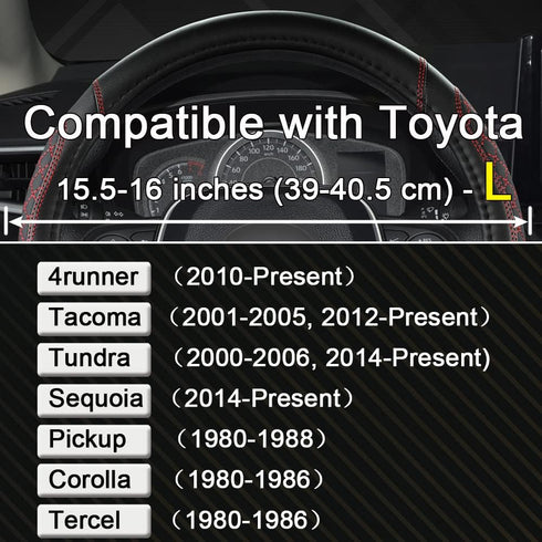 West Llama Customized Auto Car Steering Wheel Cover for Toyota Tacoma,4Runner,Tundra,Sequoia,15.5-16 inch(Diamond Quilted-Black+Red-Large Size)...
