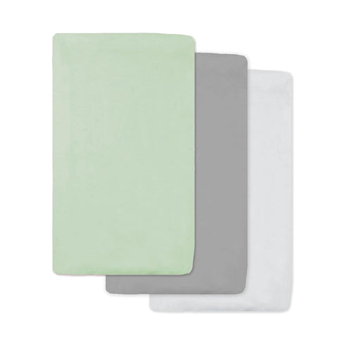 American Baby Company 15" x 33" Fitted Bassinet Sheet, 100% Natural Cotton Jersey Knit, Celery/Gray/White, Soft Breathable, for Boys and Girls, Pa...