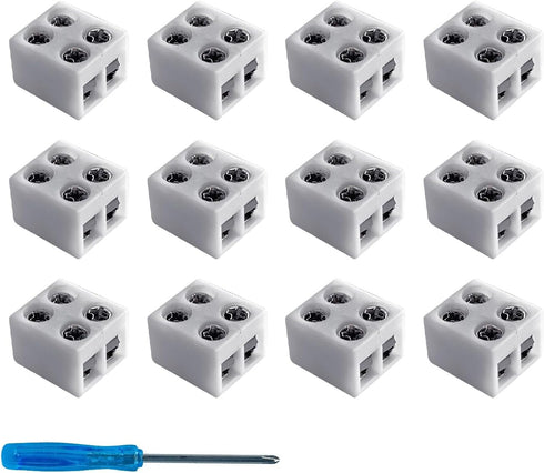 12 Pack Led Strip Light Connectors 8mm 2 Pin Solderless White 12V LED Tape Light Connectors to Wire for 5V 24v Single Color LED Strip Lights Inclu...