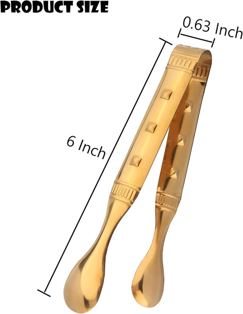 6-Pieces 6 Inch Gold Mini Tongs for Appetizers, Gold Serving Utensils for Serving Appetizers, Ice, Sugar...