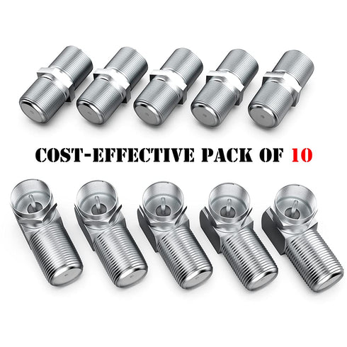 10 Pack RG6 Coaxial Cable Right Angle Connector F Type Female to Male Adapter Connector 90 Degree, F-Type Female to Female Coax Extender TV Cables...