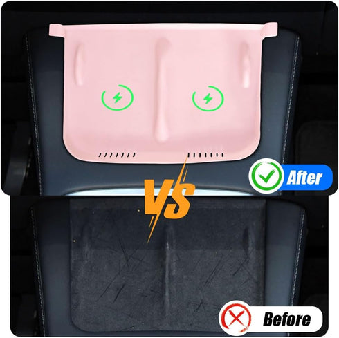 Center Console Wireless Charger Anti-Slip Silicone Mat, Waterproof Phone Pad for Wireless Charging, Car Interior Accessories Universal for Model 3...