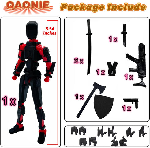 (Assembly Completed) 3D Printed Figure 5.54-inch Dummy13 with Weapon Expansion Set, Full Body Mechanical Movable Toy, Desk Decoration. (Black)...