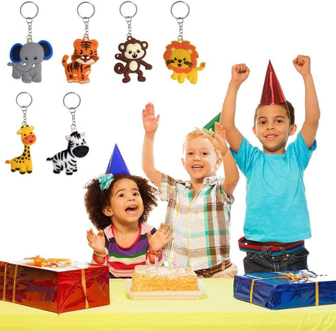 iMagitek 24 Pack Jungle Safari Animal Keychains, Kids Party Bag Fillers, School Carnival Rewards, Jungle Safari Baby Shower Party Favors...