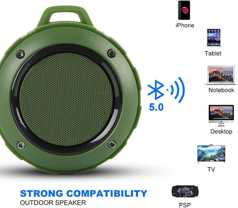 Kunodi Outdoor Waterproof Bluetooth Speaker, Wireless Portable Mini Travel Speaker with Subwoofer, Enhanced Bass, Built in Mic for Sports, Pool, B...