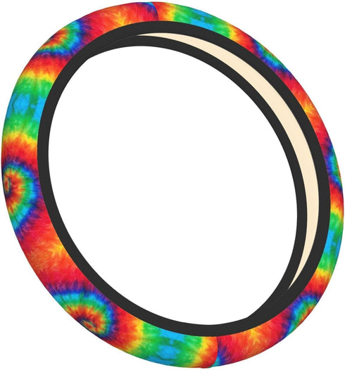 Spiral Rainbow Tie Dye Auto Car Steering Wheel Cover Universal 15 Inch Neoprene Interior Decor Protection Accessories...