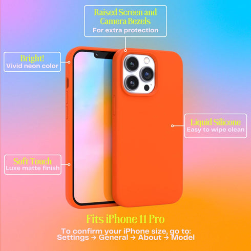 FELONY CASE - iPhone 11 Pro Case - Neon Orange Silicone Phone Cover | Liquid Silicone with Anti-Scratch Microfiber Lining, 360° Shockproof Protect...