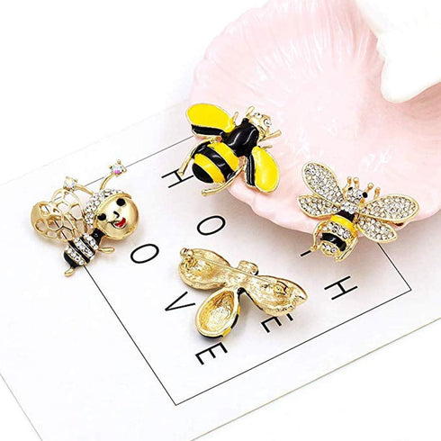 Set of 10 Fashion Enamel Crystal Rhinestones Bee Themed Brooch Pin Jewelry Lapel Pins for Clothes Collar Dress Scarf Bag Decoration...