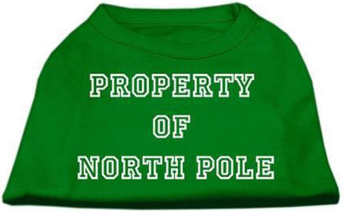 Mirage Pet Products 14-Inch Property of North Pole Screen Print Shirts for Pets, Large, Emerald Green...