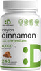 Ceylon Cinnamon 6000mg with Chromium 1000mcg, 240 Capsules | Active Inner Bark Extract, True Sri Lanka Source | Natural Cinnamon Supplements...