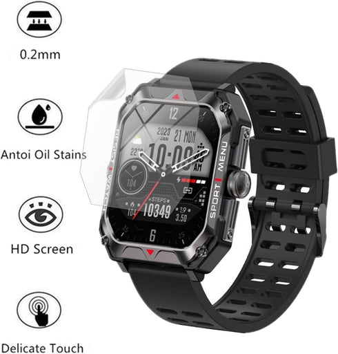Screen Protector Compatible for FreeDvigor Smart Watch 2.02" (6 Pack) Full Coverage HD PET Film, For H22 Smart Watch...