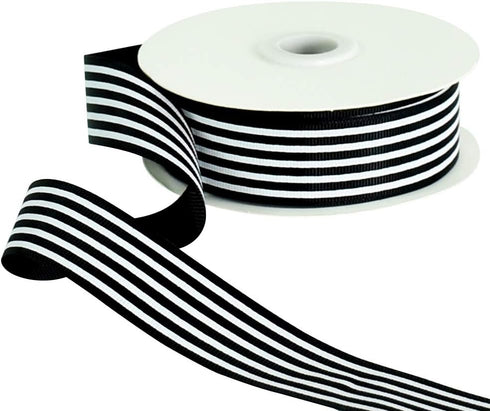 Black White Striped Ribbon 1 Inch Wide Fabric Grosgrain Ribbons 25 Yards Roll for Gift Wrapping Valentine's Day DIY Hair Accessories Crafts Party ...