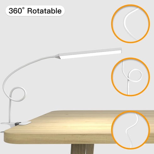 ORALUCE Clip on LED Desk Lamp Reading Light, 3 Modes 10 Brightness Dimmable Clip on Desk Light, Flexible Gooseneck Swing Arm Desk Lamp with Clamp ...