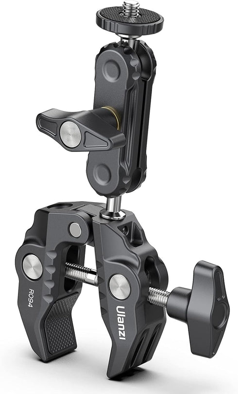 R094 Super Clamp Multi-Functional Camera C Clamp Mount, 1/4" Ball Head Monitor Mount 3/8" Hole Adjustable Video Shooting, Mobile Clamp for Gopro A...