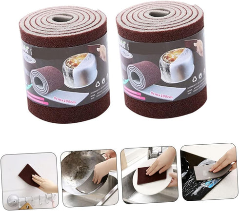 2 Rolls Emery scrub sponge kitchen cleaning brush kitchen sponges non abrasive scrub pad dish brush scrubber sponges replaceable dish sponges Mult...