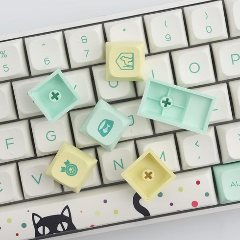 Hyekit PBT Keycaps 130 Keys Cat Keycaps Dye-Sublimation Cute Keycaps XDA Profile Custom Keycaps for Cherry Gateron MX Switches Mechanical Keyboard...