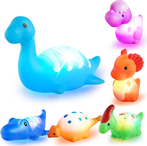 Bath Toys for Toddlers 1-3: 6 Packs Light-Up Floating Dinosaur Baby Toddler Bath Toys Set for Boys Kids Birthday Easter Christmas - Water Bathtub ...