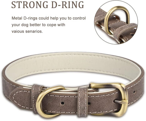 Classic Leather Dog Collar for Small Medium Large Dogs Padded Soft and Strong Adjustable Pet Collars Heavy Duty Dog Collar...