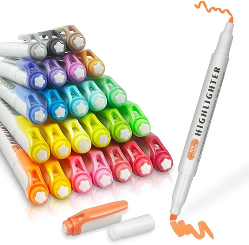 25 Pack Pastel Highlighter Set, Dual Tip Highlighter Markers Pens, No Bleed Bible Highlighter Pastel For Journal Planner Office School Supplies...