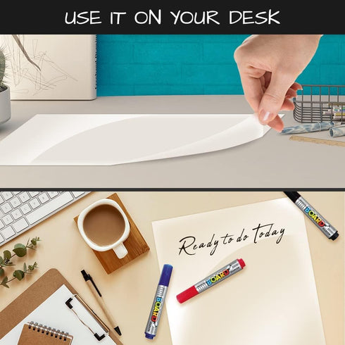 Clear Adhesive Sheets Roll on Wall 18 x 78Inch (6.5 Ft), Includes 3 Dry Erase Markers, Bulletin Board Paper, Clear Adhesive Vinyl Sheets, Transpar...