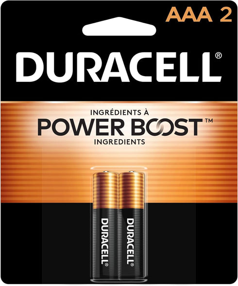 Duracell Coppertop AAA Batteries with Power Boost Ingredients, 2 Count Pack Triple A Battery with Long-lasting Power, Alkaline AAA Battery for Hou...