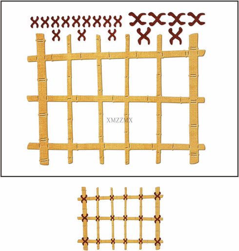 Bamboo Fence Metal Cutting Dies for Card Making, Paper Embossing Die Cuts Kit Templates, Storage Pockets Supplies, Photo Frame Album DIY Scrapbook...