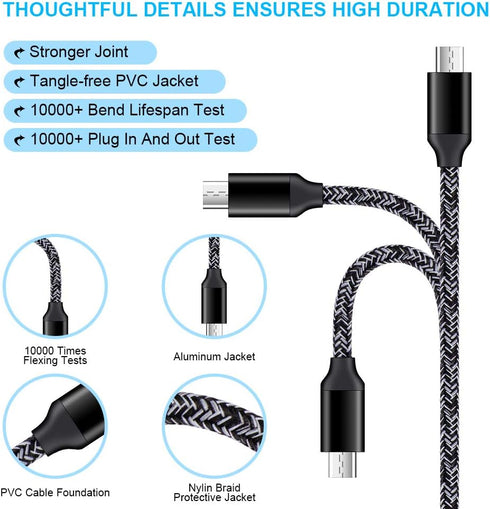 USB Wall Charger with Micro USB Cable for LG Stylo 3/2 K50 K40 K30 K20, Samsung Galaxy S7 S6 S5 J7 J3 Note 5/4, Micro Charger Set, Car Adapter, Ch...