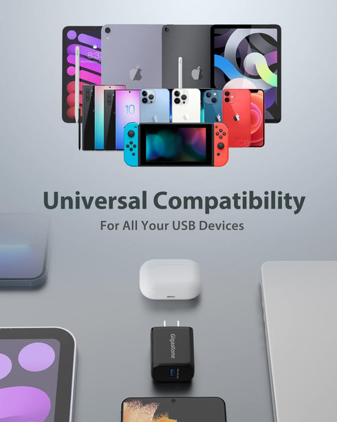 ?18W USB Charger 2-Pack??QC 3.0? Gigastone 18W USB Charger Type-A Wall Charger, Qualcomm Certified QC3.0, Compatible with iPhone iPad, LG, HTC, Ne...