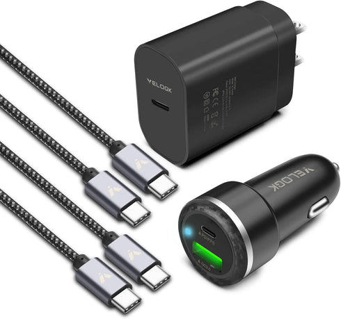 Super Fast Charger Type C Kit, VELOGK 25W PD PPS USB C Wall/Car Charger for Samsung Galaxy S25/S24/S23 Ultra/S23+/S23/S22/S21/S20/Plus/Note 20/A71...