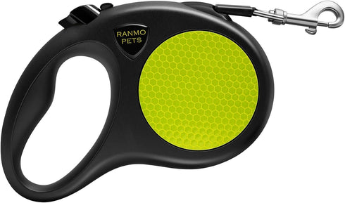Dog Retractable Leash with Nylon casing for Dog up to 77 lbs; 16 ft Polyester Tape; The Eagle Mouth Bionics Design Rope Outlet and Tangle-Free;(Bl...