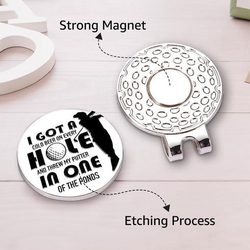 I Got A Cold On Every Hole and Golf Ball Marker with Magnetic Hat Clip, Funny Golf Accessories and Golf Gifts for Men Dad Grandpa, Birthday for Go...