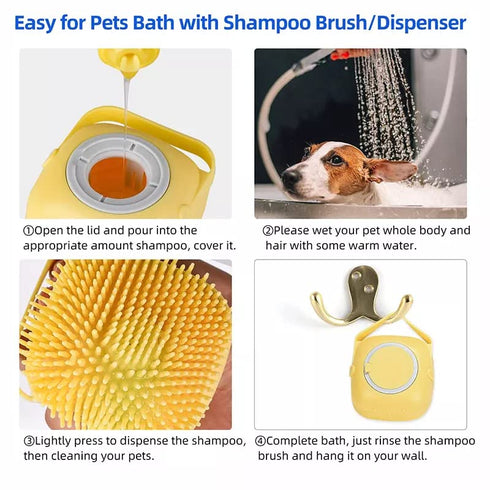Bathroom Puppy Big Dog Cat Bath Massage Brush Soft Safety Silicone Pet Accessories For Multifunctional yellow...