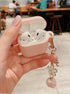 Cute Pink Case for Airpods 2nd/1st Generation Cover for Girl Women with Pom pom Flower Keychain & Cleaner Kit, Soft Silicone Airpods iPod 2nd/1st ...