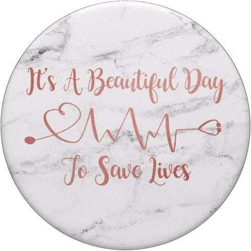 It's A Beautiful Day To Save Lives Rose G Stethoscope Marble PopSockets PopGrip: Swappable Grip for Phones & Tablets PopSockets Adhesive PopGrip...