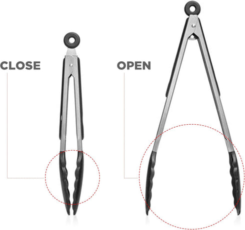 Silicone Cooking Tongs Set - Tongs for Nonstick Cookware - Stainless Steel Tongs with Silicone Tips - 9-Inch 12-Inch Tongs for Cooking - 2-Piece S...