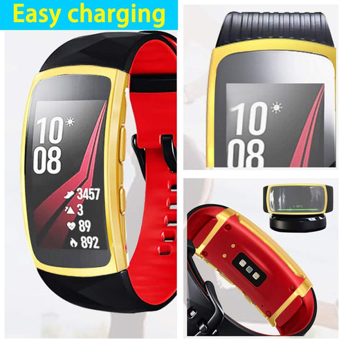 Compatible with Samsung Gear Fit2 Pro/Fit 2 Screen Protector Case Plated Ultra-ThinTPU 360° Whole Body Screen Protector Full Bumper Cover Shell (G...