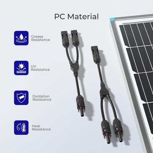 Renogy Solar Connectors Parallel Adapter Cable MMF+FFM, Upgrade-1 Pair Y Branch, Black...