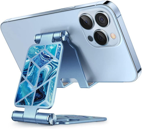 i-Blason Cell Phone Stand for Desk, Cell Phone Holder, Fits All Smart Phones, iPhone 16 15 14 13 Pro Max, Foldable Phone Stand Holder, Blue...