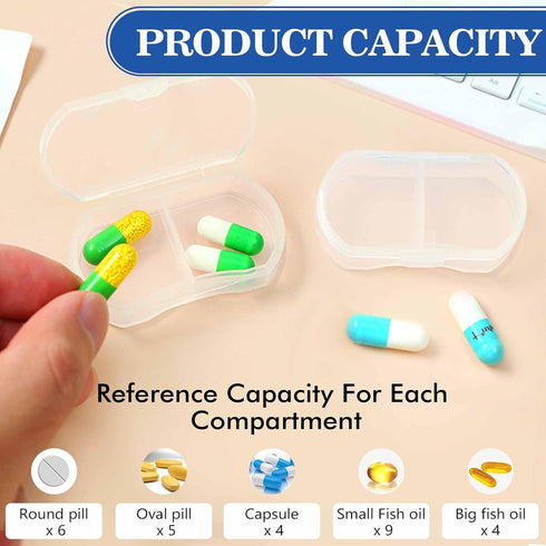 4PCS Pill Case for Purse Small Pill Organizer Portable Travel Daily Pill Containers AM & PM Mini Pill Box Vitamin, Fish Oil, Supplement Holder...