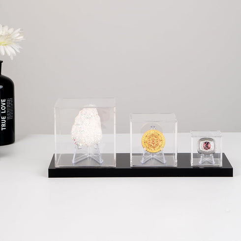 Clear Acrylic Souvenir Collectables Display Case Holder Box, Acrylic Easel Display Stand Box and Stand Holder for Watches Capsules Challenge Medal...