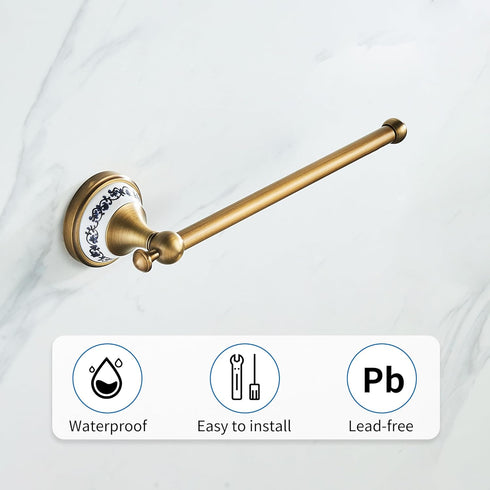 Hand Towel Bar for Bathroom Antique Bronze Brass, Rustproof Wall Mounted Towel Rack Hanger Bathroom Hardware Accessories Towel Holder,Porcelain De...