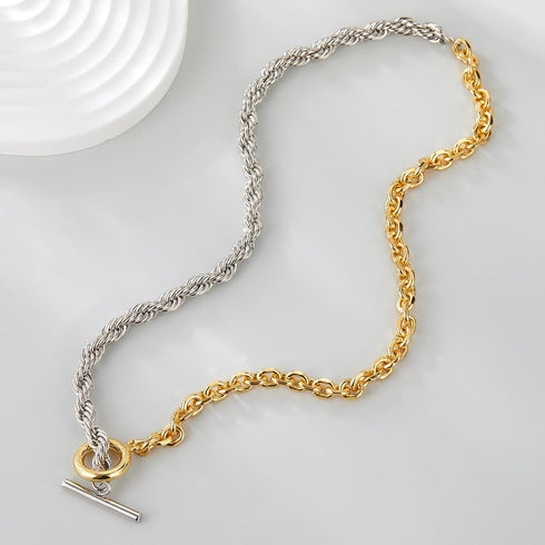 Trendy Chain Necklace for Women, Two Tone Link Chain Necklaces Jewelry for Women Gifts for Her...