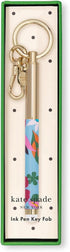 Kate Spade New York Colorful Metal Ink Pen Key Fob, Black Ink Ballpoint Keychain Pen, Safari Floral...