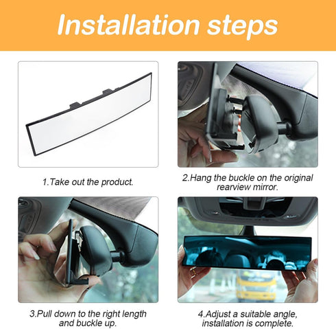 Rear View Mirror for Car, 12.1 inch Interior Clip-on Panoramic Convex Rearview Mirrors, HD Anti Glare Wide Angle and Reduce Blind Spot, Universal ...