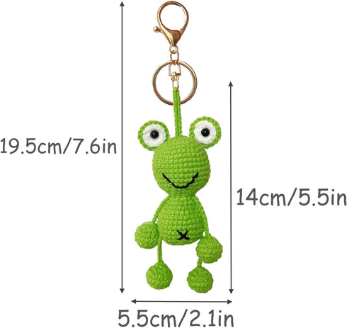 Handmade Cartoon Frog Animal Keychain, 1 Count, Green...